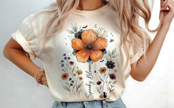 Download Boho Floral Halloween T-shirt Design Png - Halloween Collection