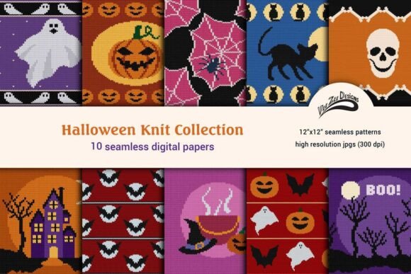 Download Seamless Halloween Sweater Digital Paper - Halloween Collection