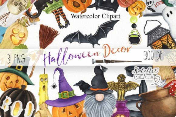 Download Watercolor Halloween Decor Clipart - Halloween Collection