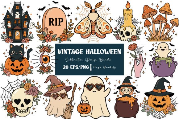 Download Retro Vintage Halloween EPS PNG Bundle - Halloween Collection
