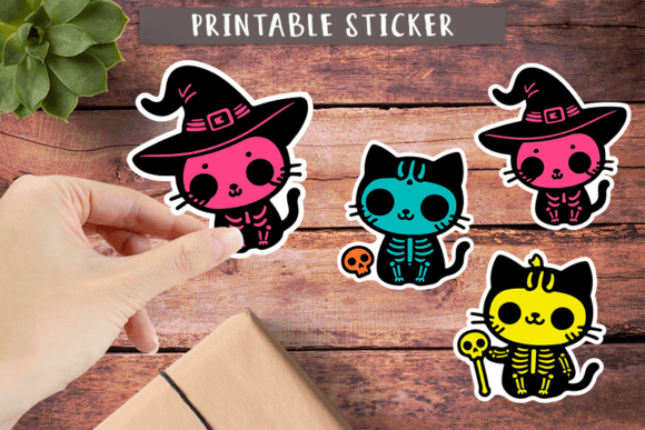 Download Halloween Cat Stickers | Animal Skeleton - Halloween Collection