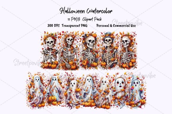 Download Halloween Skull Ghost PNG Pack Clipart - Halloween Collection
