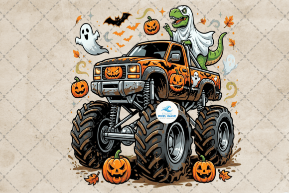 Download T-Rex Riding Monster Truck Halloween Png - Halloween Collection