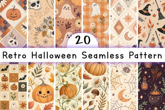 Download Retro Halloween Seamless Pattern - Halloween Collection