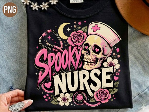 Download Spooky Nurse Halloween Skull T-shirt PNG - Halloween Collection