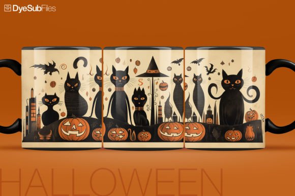 Download Halloween Cats Coffee Mug Sublimation - Halloween Collection