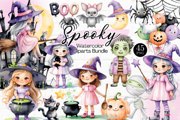 Download Cute Spooky Halloween Clipart Bundle Set - Halloween Collection