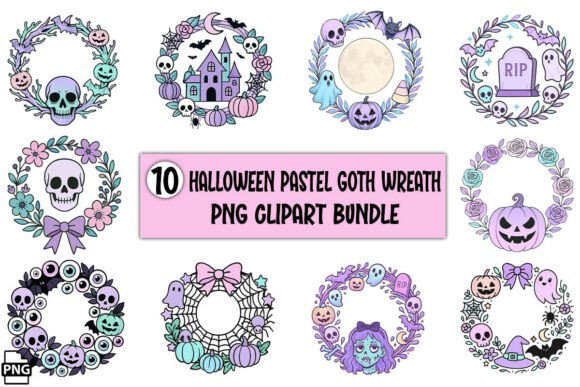 Download Halloween Pastel Goth Wreath PNG Bundle - Halloween Collection