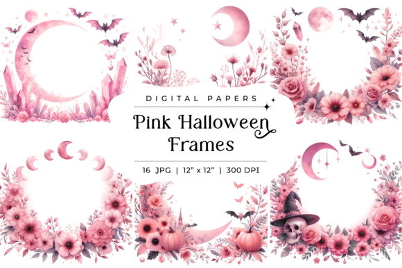 Download Pink Halloween Frame Backgrounds - Halloween Collection