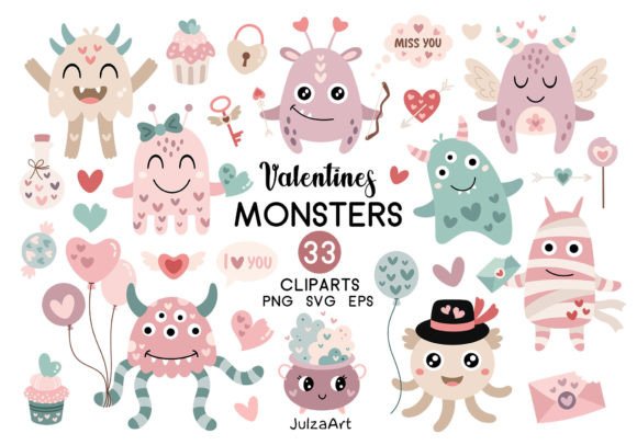 Download Cute Monster Valentines Clipart - Cute Collection