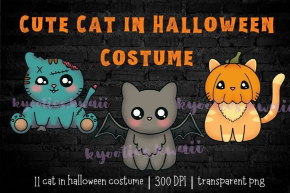 Download Cute Cat in Halloween Costume Clip Art - Halloween Collection